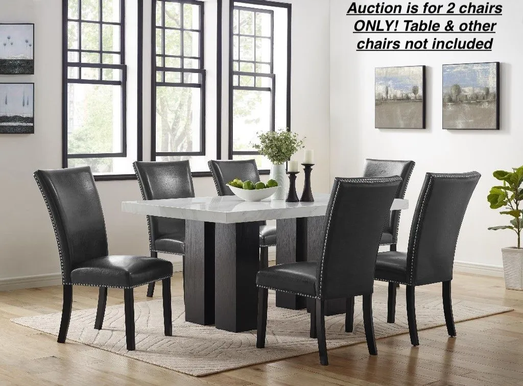 Set of 2 Iris Side Chairs, Black - MYCO IR201-S-BK! Table not included, auction is for 2 chairs! Retails $370 