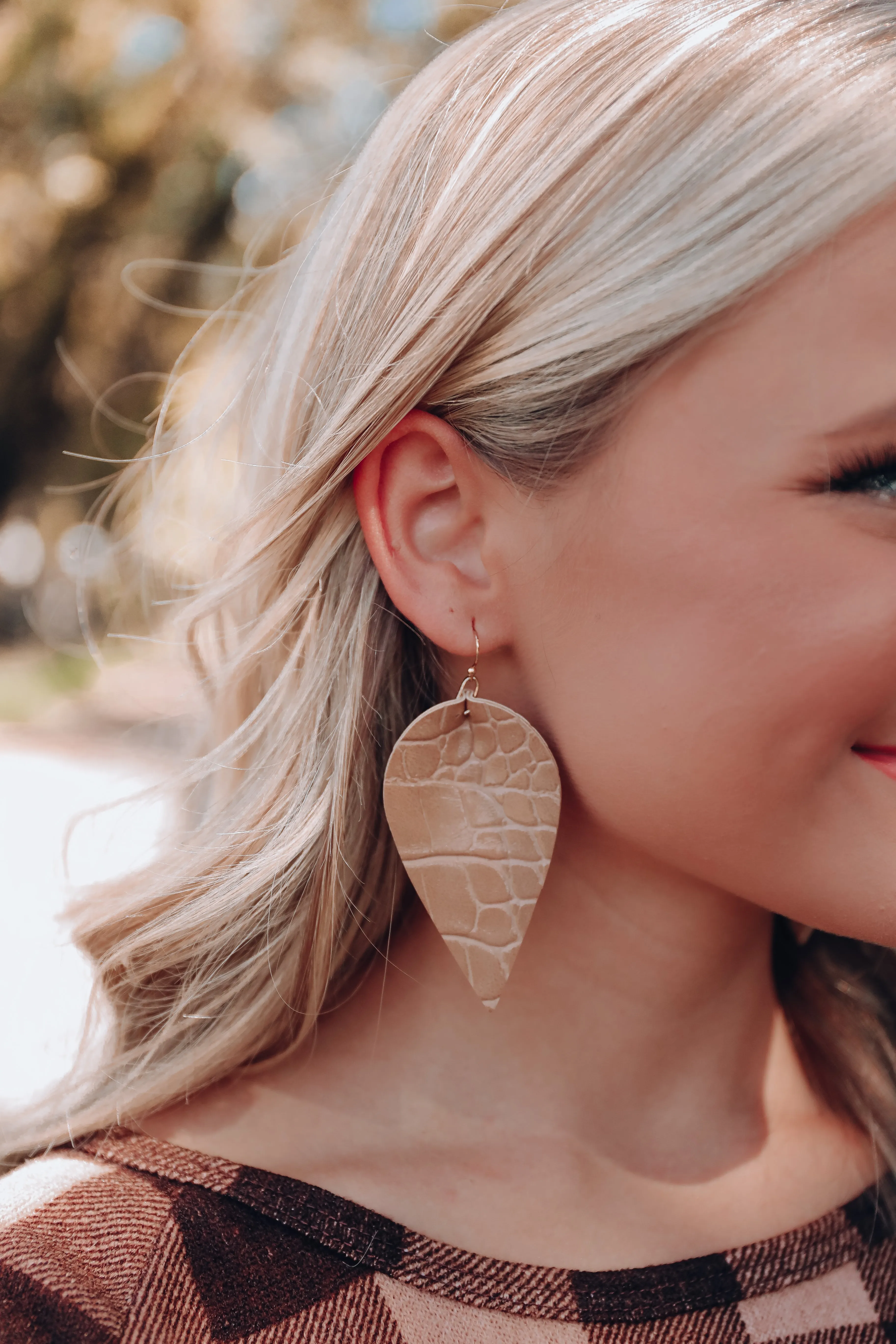 Sevilla Croc Print Earrings - Natural