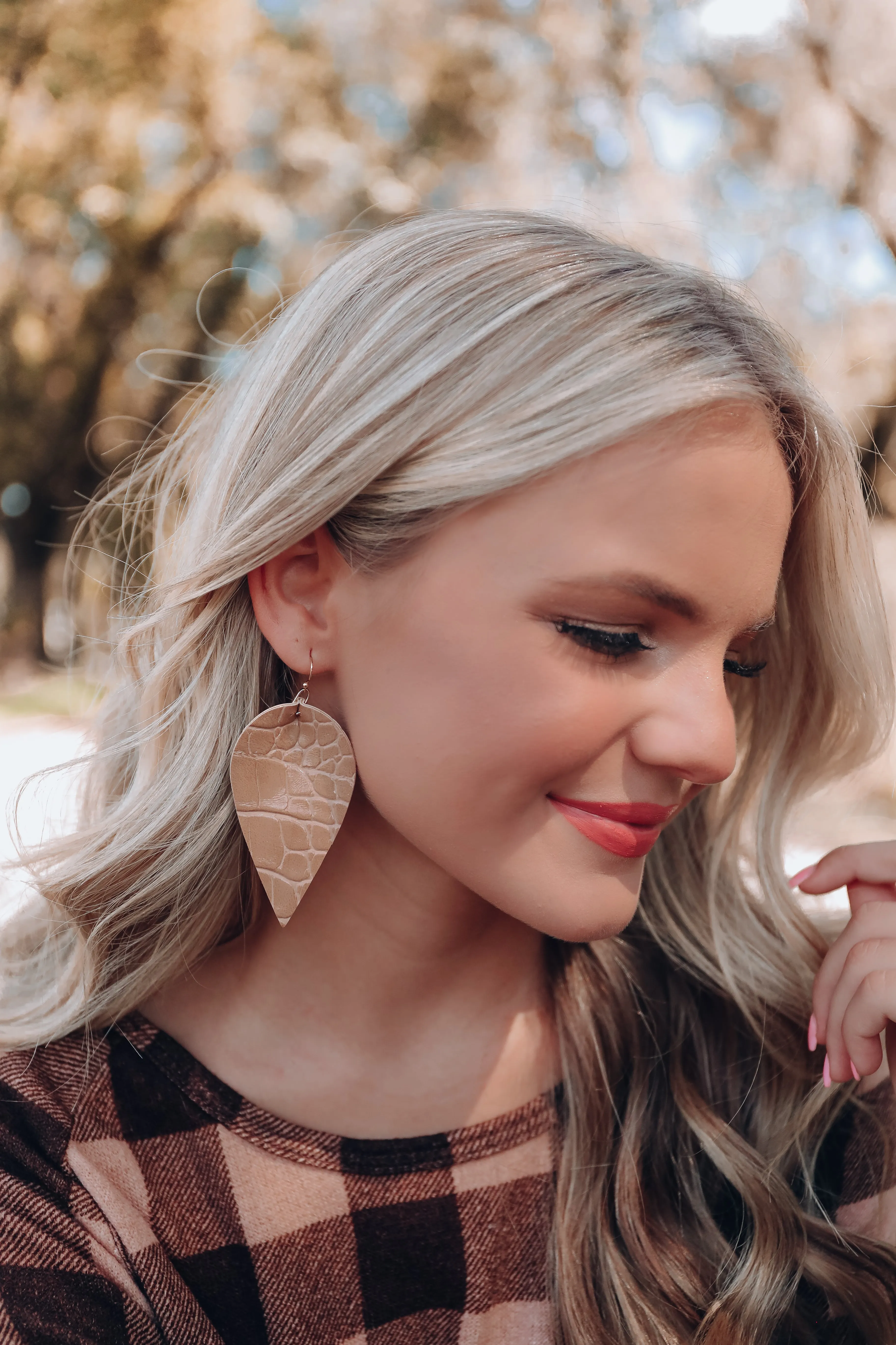 Sevilla Croc Print Earrings - Natural