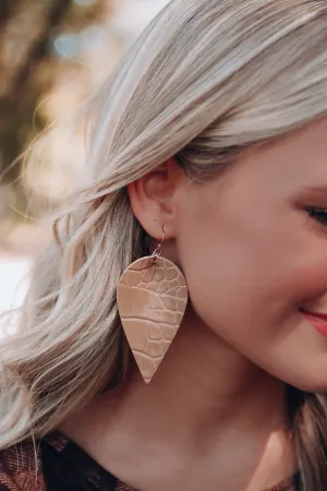Sevilla Croc Print Earrings - Natural