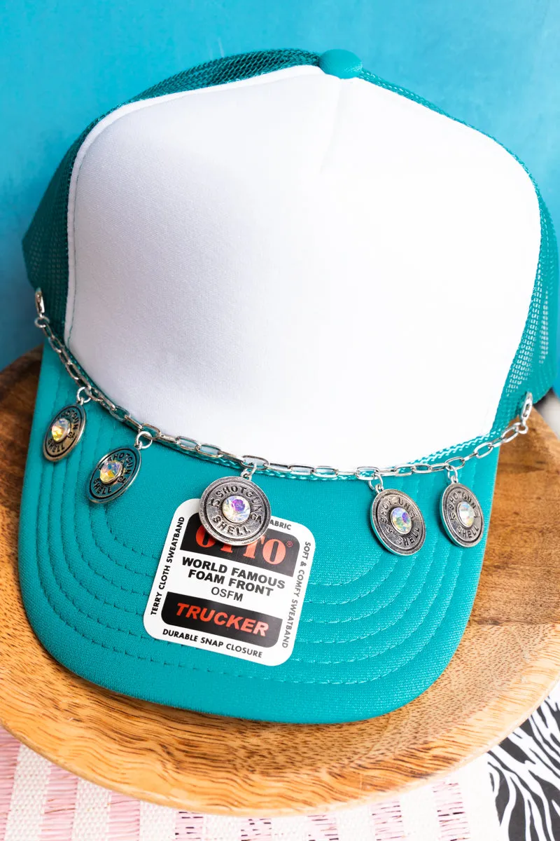 Shotgun Shell Charm Silvertone Hat Chain