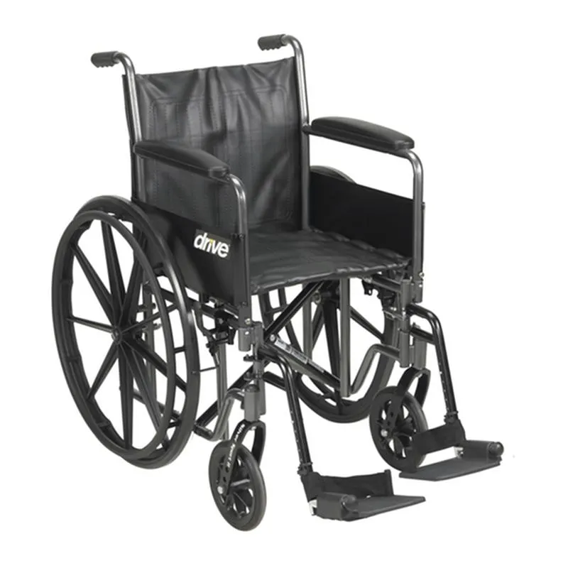 Silver Sport 2 Wheelchair, Detachable Full Arms, Swing away Footrests, 18" Seat - 1 Each