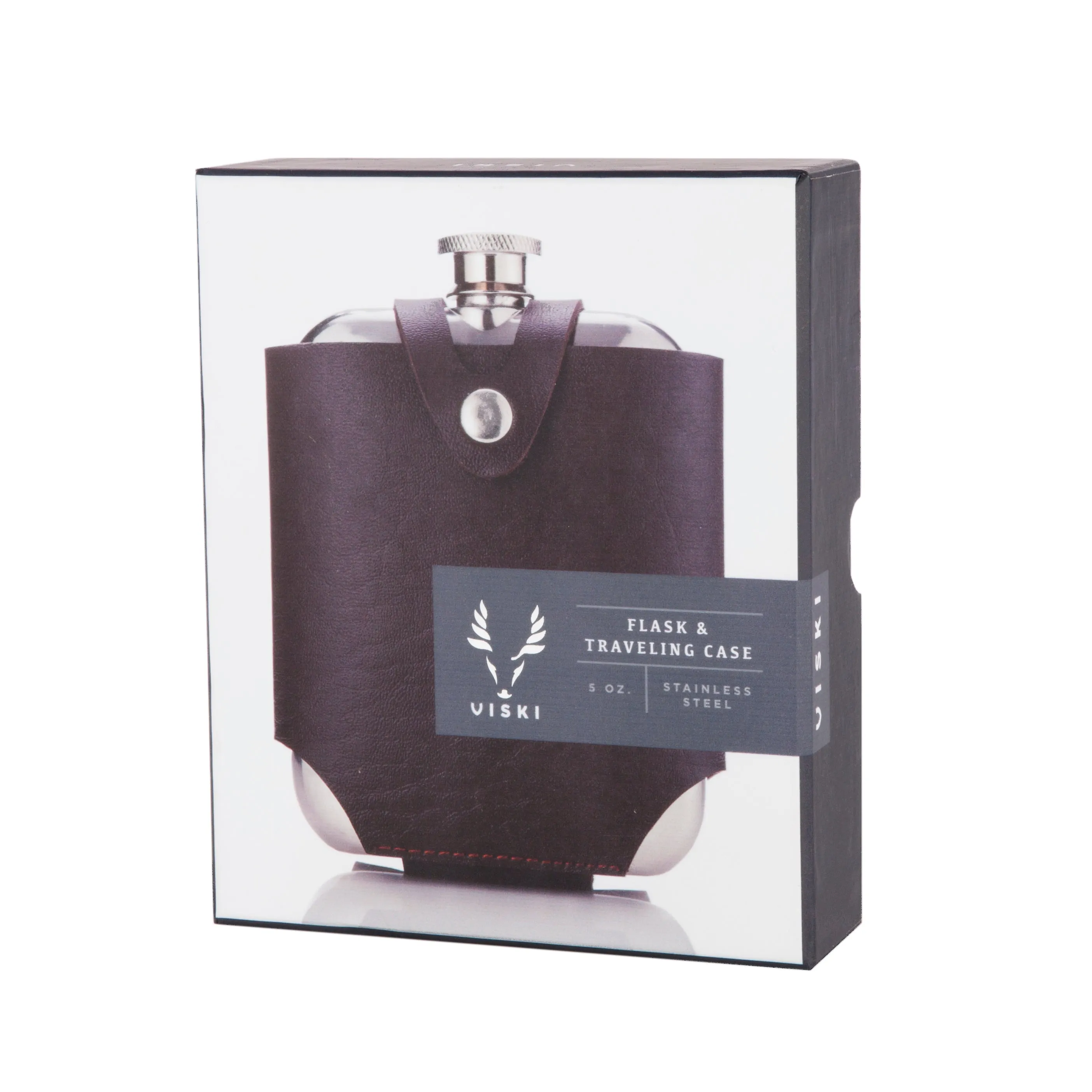 STAINLESS STEEL FLASK AND TRAVELING CASE