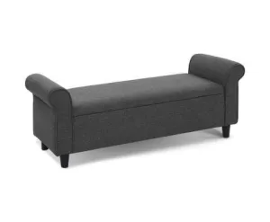 Storage Ottoman Blanket Box 126cm Linen Fabric Arm Foot Stool Couch Large