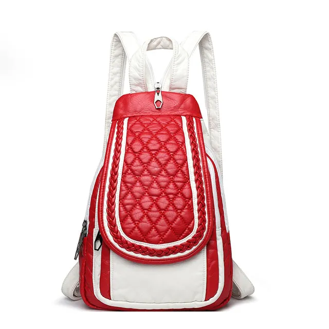 Stylish Fashion Women Backpack Faux Weave Leather