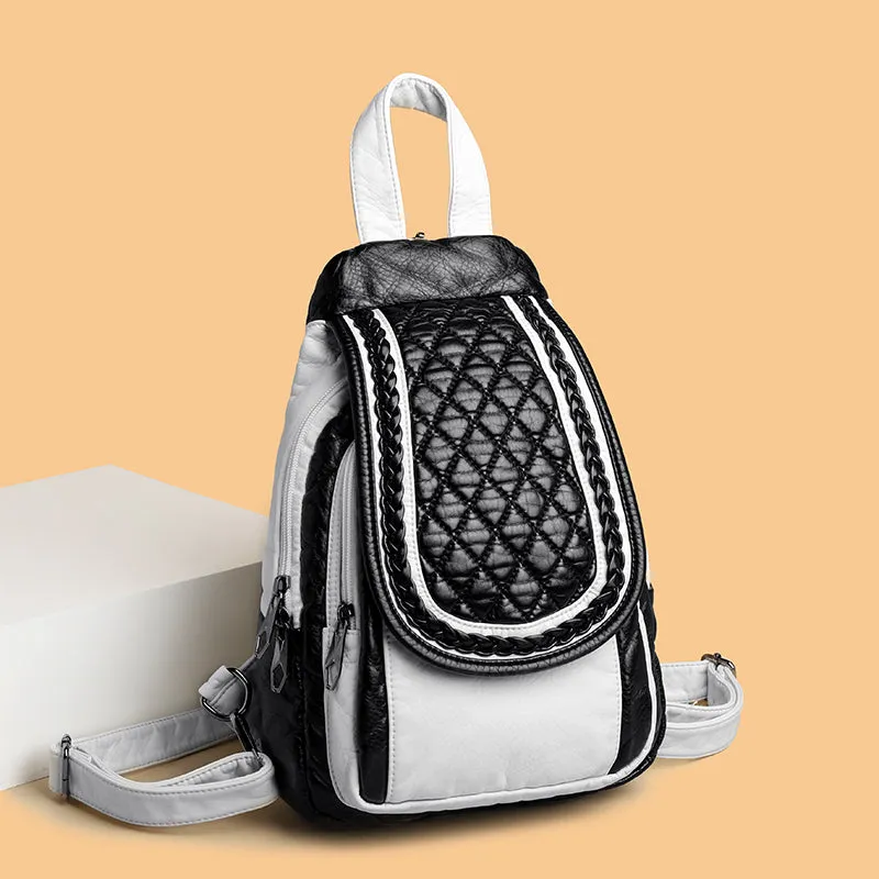Stylish Fashion Women Backpack Faux Weave Leather