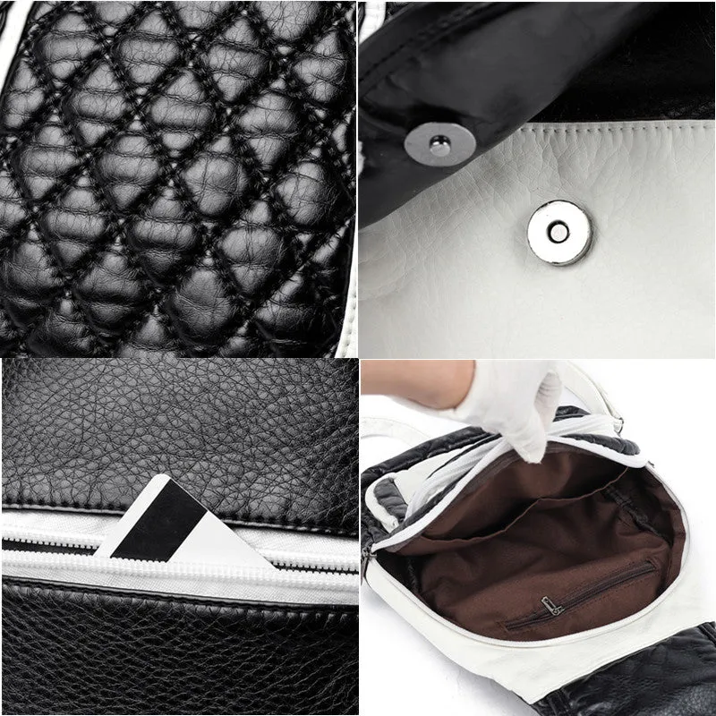 Stylish Fashion Women Backpack Faux Weave Leather