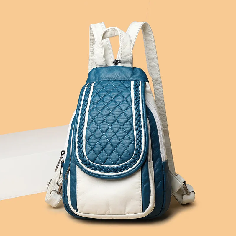 Stylish Fashion Women Backpack Faux Weave Leather