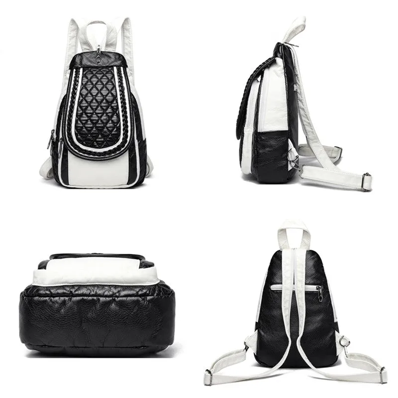 Stylish Fashion Women Backpack Faux Weave Leather