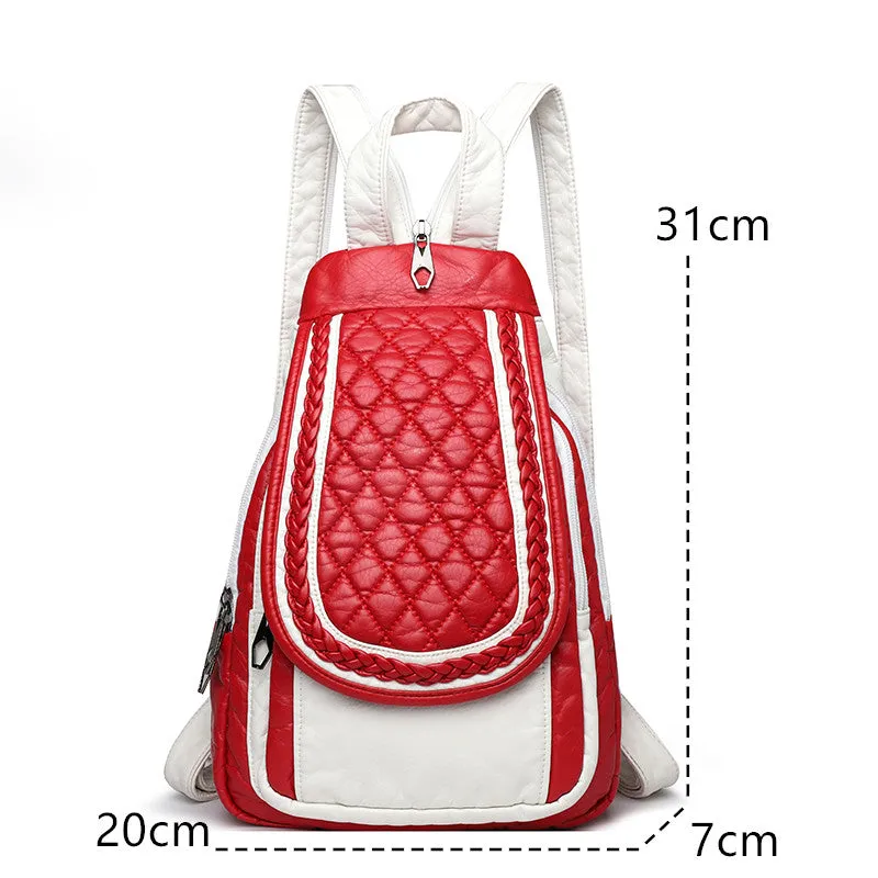 Stylish Fashion Women Backpack Faux Weave Leather