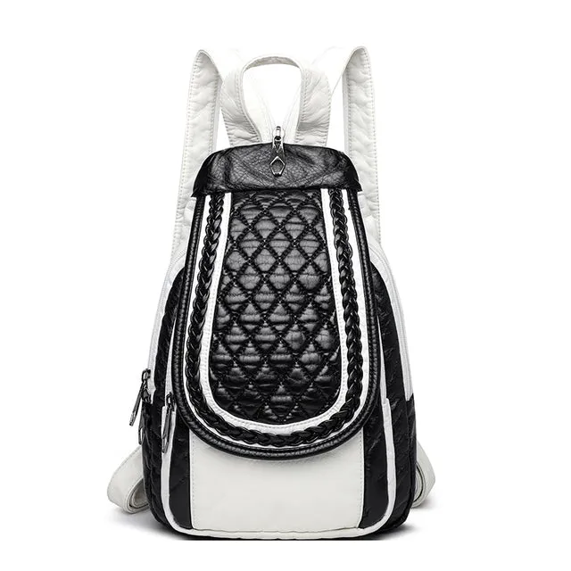Stylish Fashion Women Backpack Faux Weave Leather