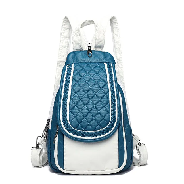 Stylish Fashion Women Backpack Faux Weave Leather