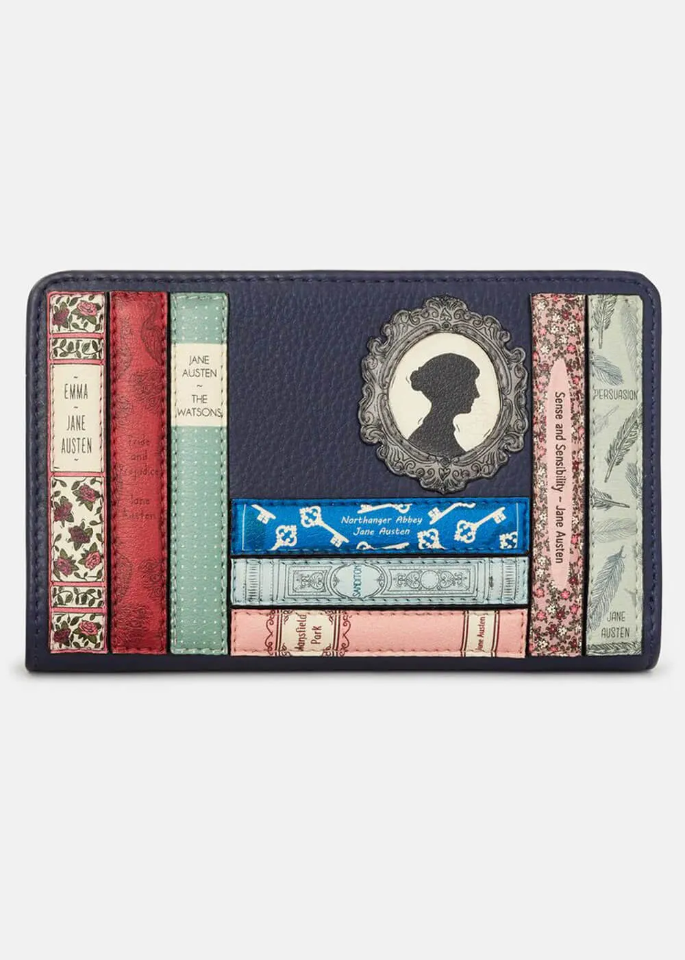Succubus Bags Books Jane Austen Bookworm Leather Zip Around Wallet Navy