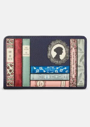 Succubus Bags Books Jane Austen Bookworm Leather Zip Around Wallet Navy