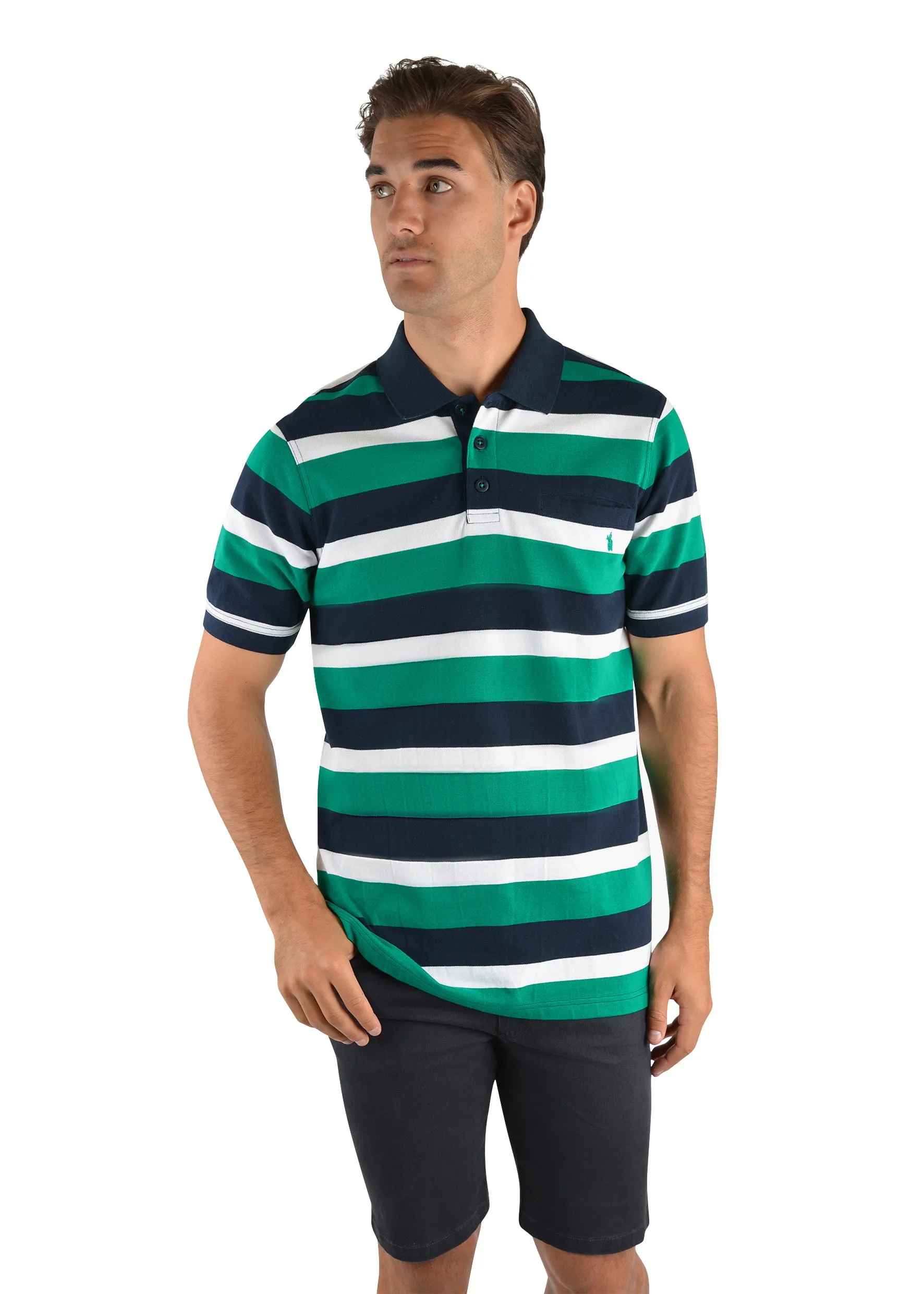 Thomas Cook Men's Bracher 1-Pocket Short Sleeve Polo - Navy/Green