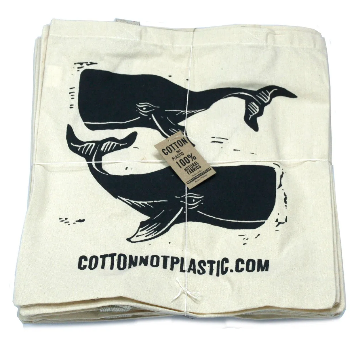 Tote Bag Natural 6oz Cotton Bag 38x42cm - WHALES