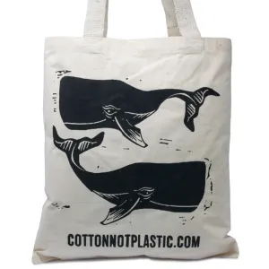 Tote Bag Natural 6oz Cotton Bag 38x42cm - WHALES