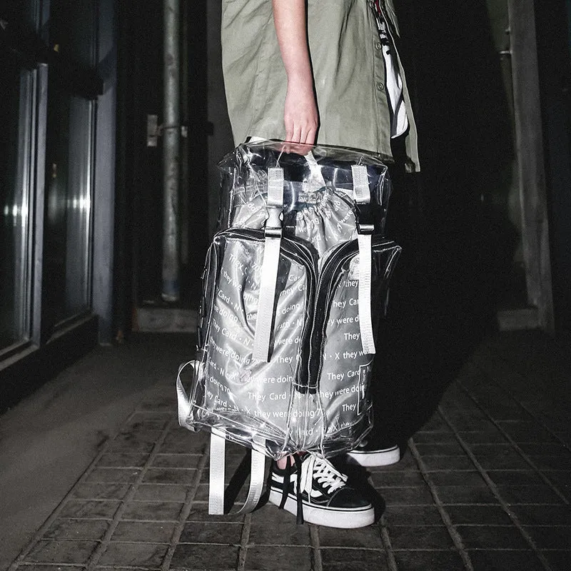 Transparent Colorful Motorcycle Letter Hong Kong Style Big Schoolbag Backpack