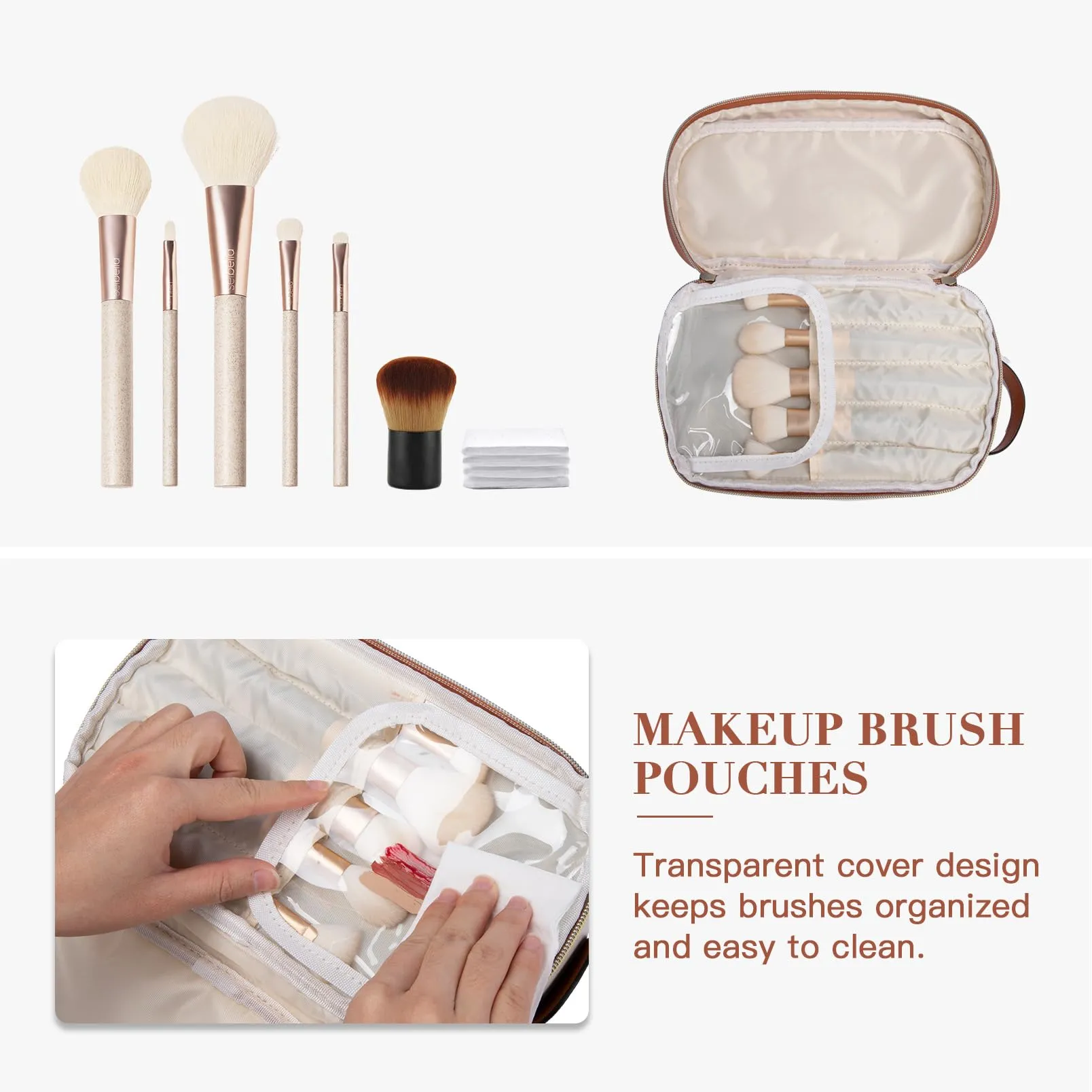 Travel Cosmetic Toiletry Makeup Bag - Multifunctional Essentials Organizador,Water Resistant Accessories for Women & Girls,Portable Toiletries kits,Beige Withe