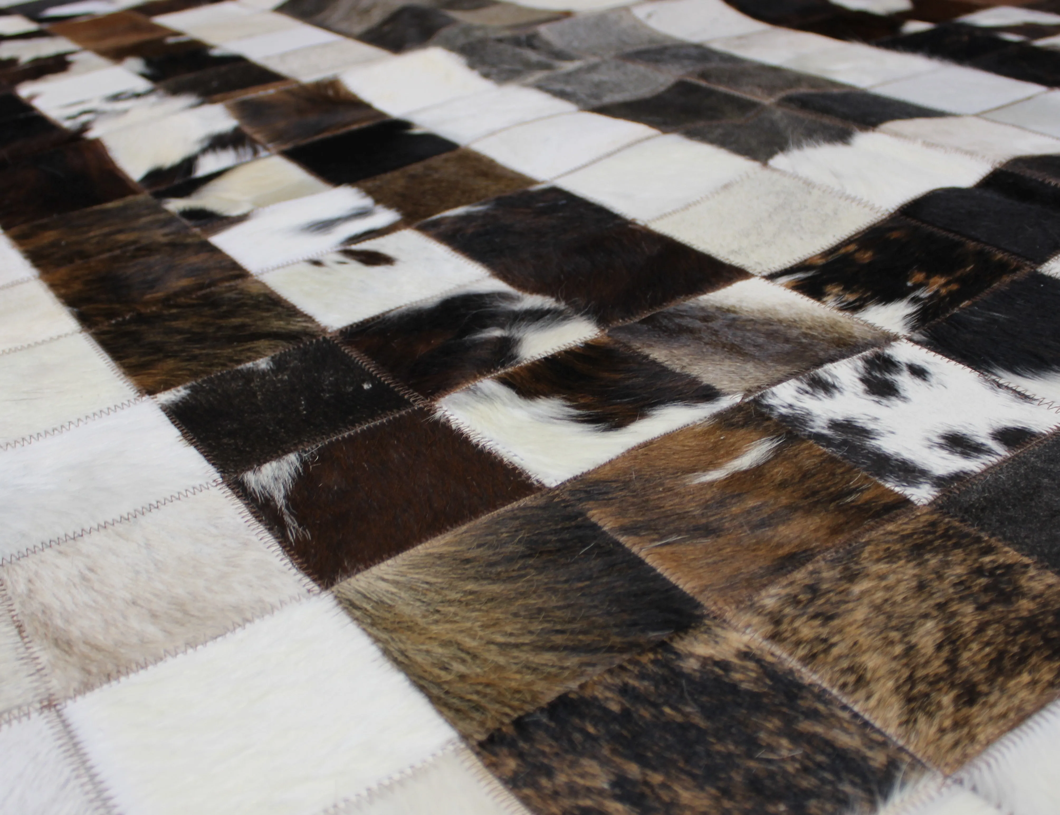 Tricolor Patchwork Cowhide Rug – Size 7.2 x 5.2 ft | 219x 154 cm | Premium Cowhide Rug