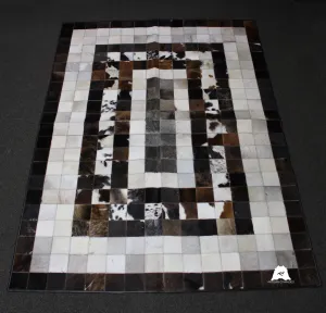 Tricolor Patchwork Cowhide Rug – Size 7.2 x 5.2 ft | 219x 154 cm | Premium Cowhide Rug