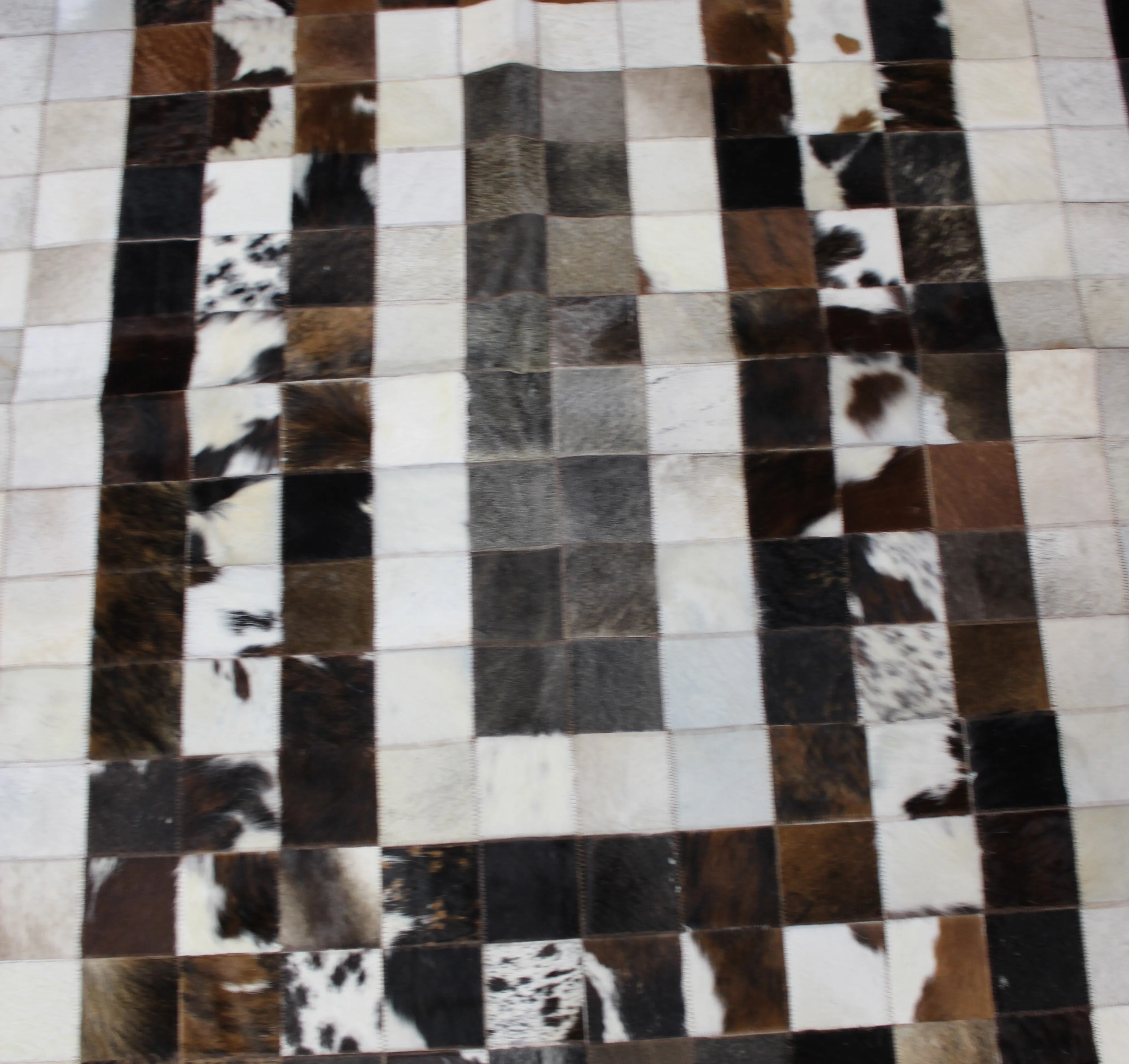 Tricolor Patchwork Cowhide Rug – Size 7.2 x 5.2 ft | 219x 154 cm | Premium Cowhide Rug
