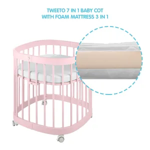 Tweeto 7 in 1 Baby Cot Rose Multifunctional