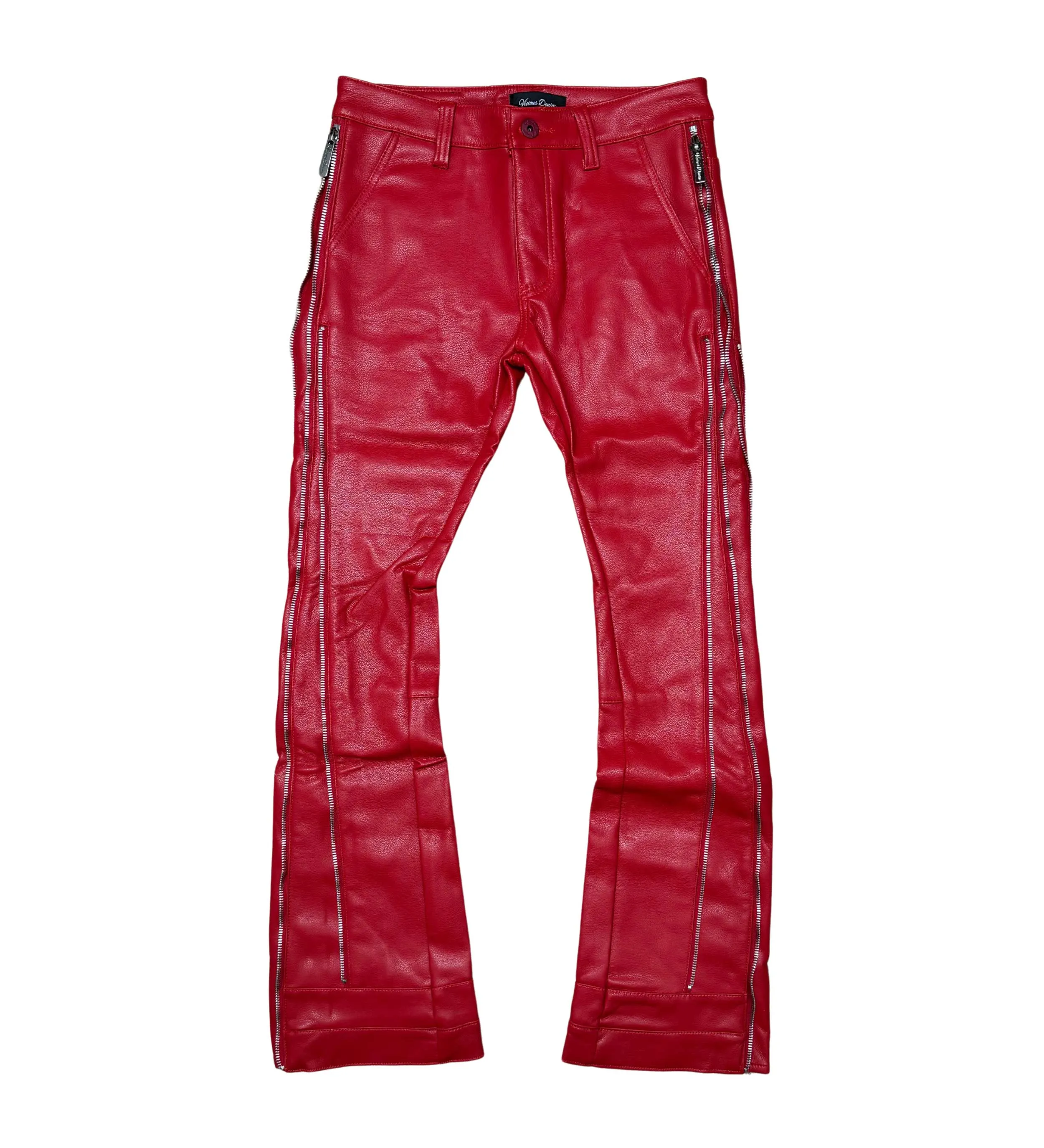 Vegan leather jeans w/ multi zippers