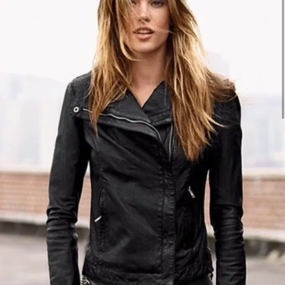 Victoria’s Secret Rezrekshn By Esther Chen Leather Moto Jacket Black Small