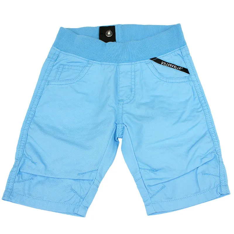 Villervalla Knee-Length Canvas Capri Shorts - Aqua Blue