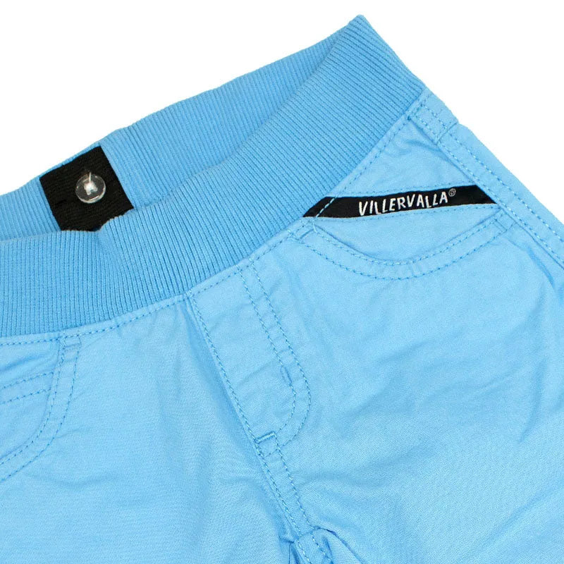 Villervalla Knee-Length Canvas Capri Shorts - Aqua Blue