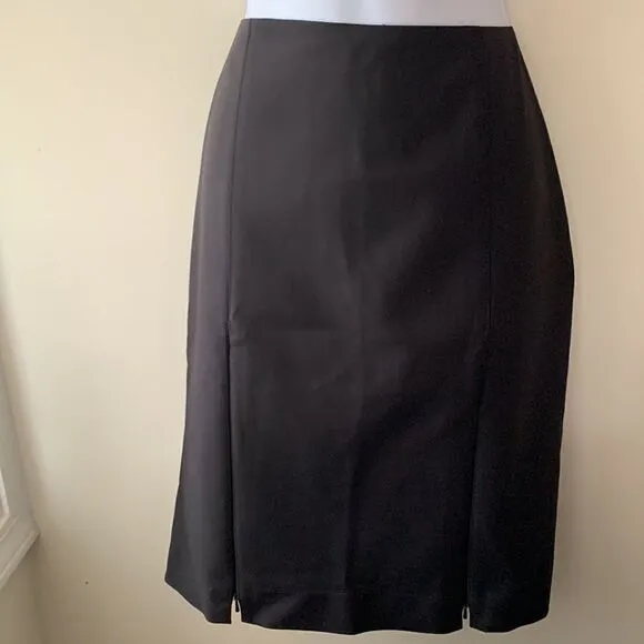 W BY WORTH BLACK PENCIL SKIRT W/ TWO FRONT ZIPPERS