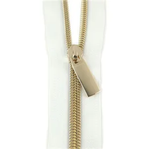 White Zippers by the yard