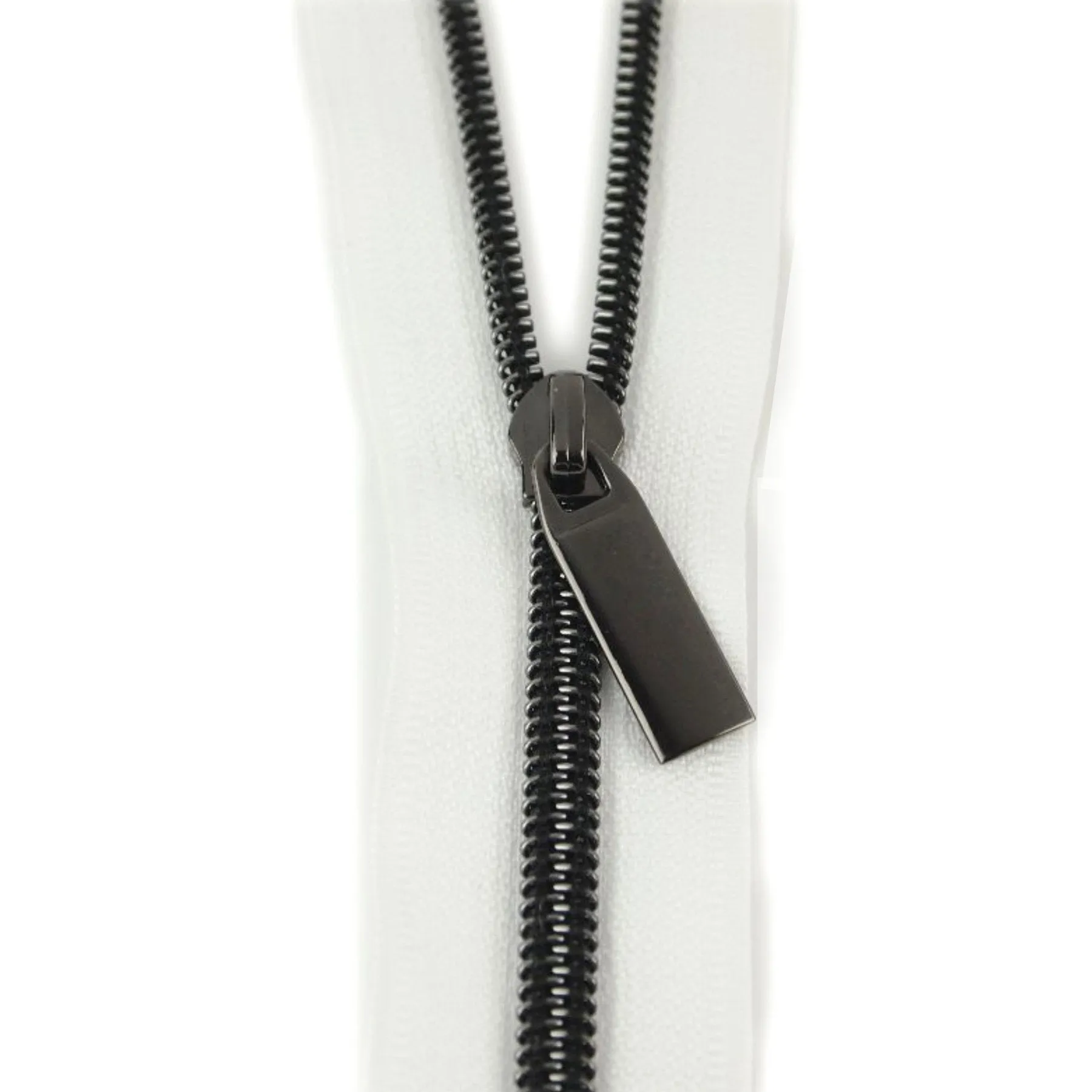 White Zippers by the yard