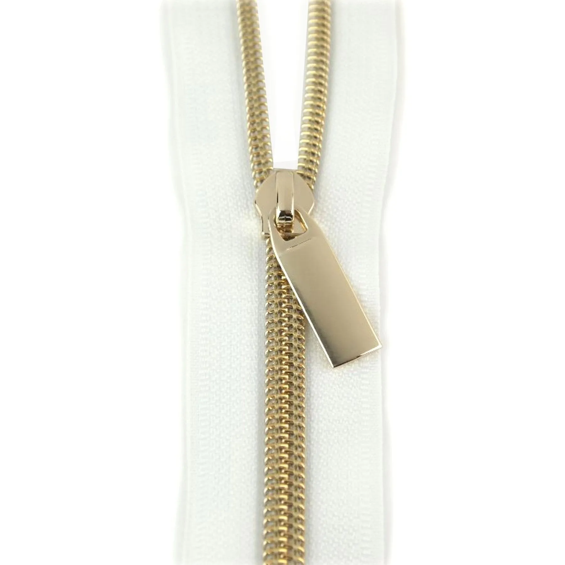 White Zippers by the yard