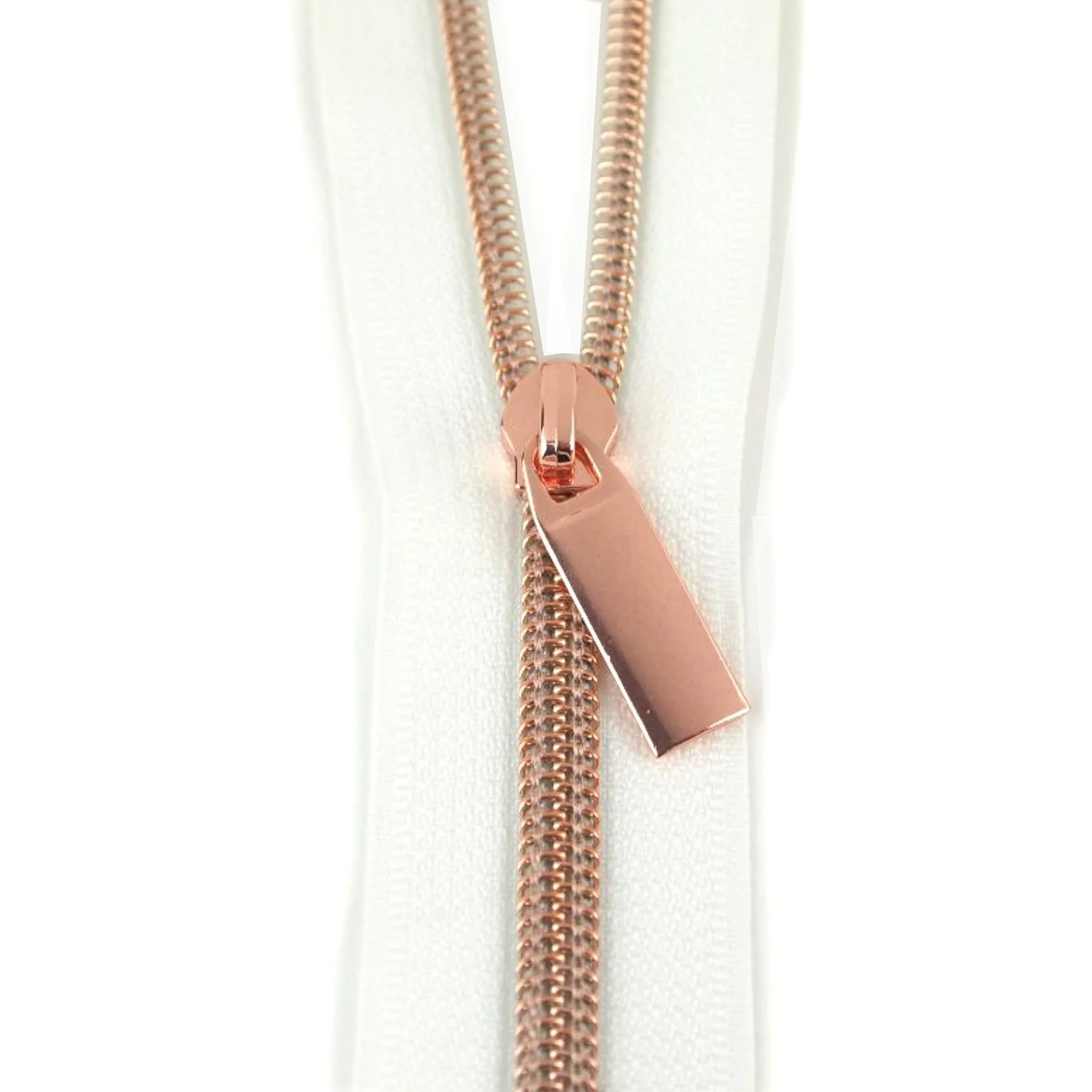 White Zippers by the yard