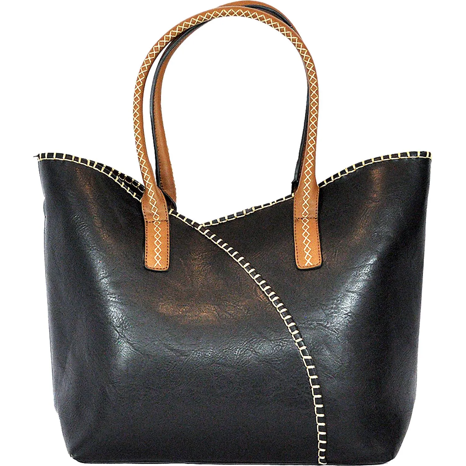 Women's Wear NE Wear 2 Piece Set Purse Black Faux Leather
