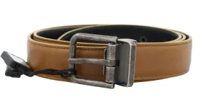 Yellow Gold Leather Gray Vintage Buckle Belt