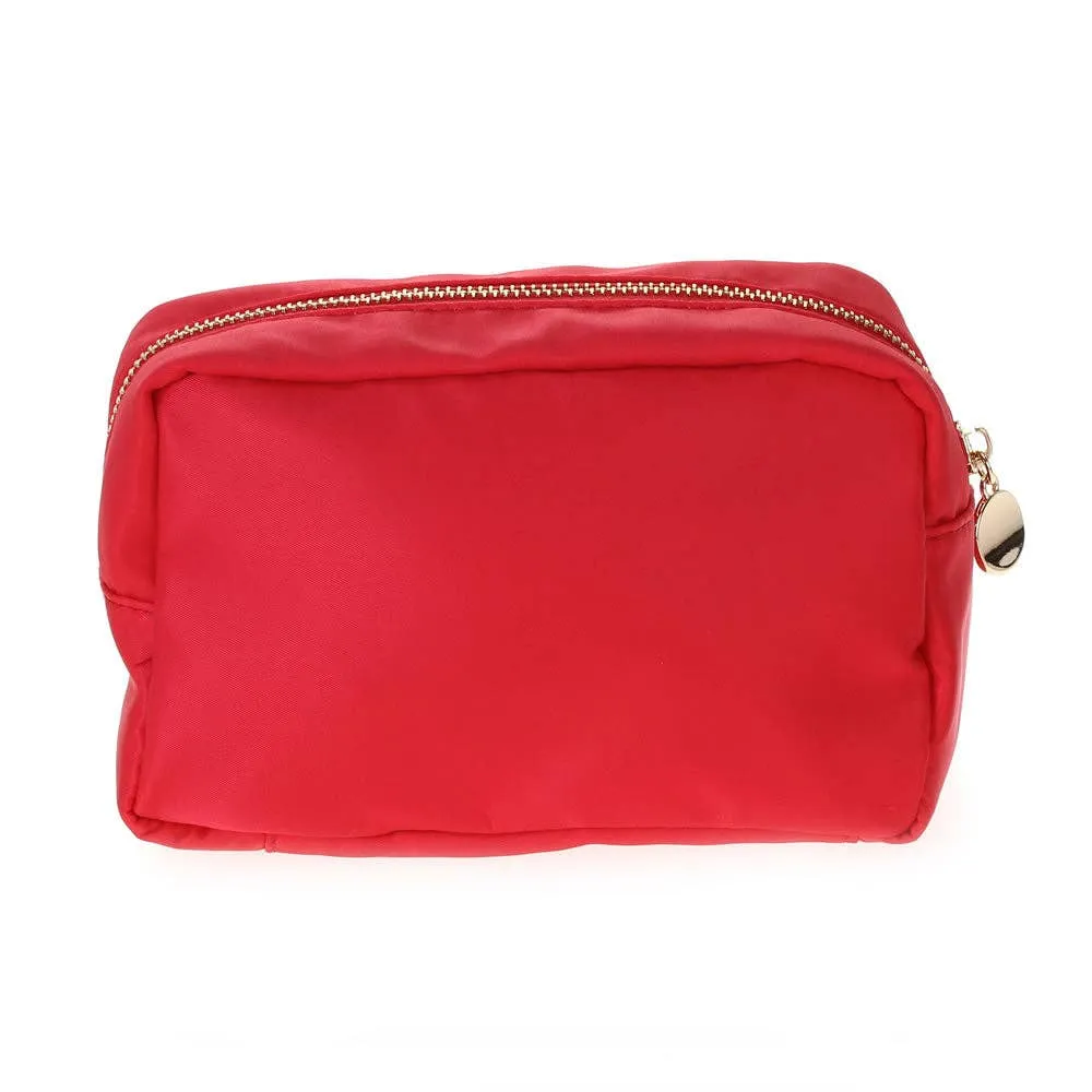Zippered Nylon Cosmetic Pouch Bag: Grey