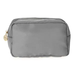 Zippered Nylon Cosmetic Pouch Bag: Grey